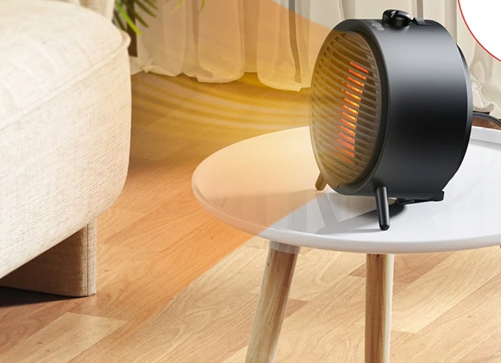 space heater on a table