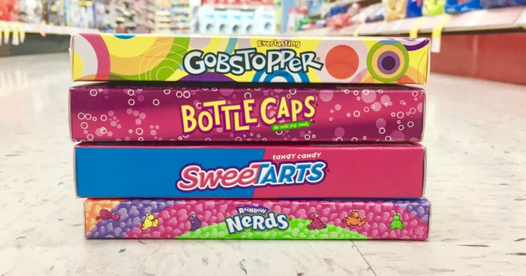 stack of theater candy boxes