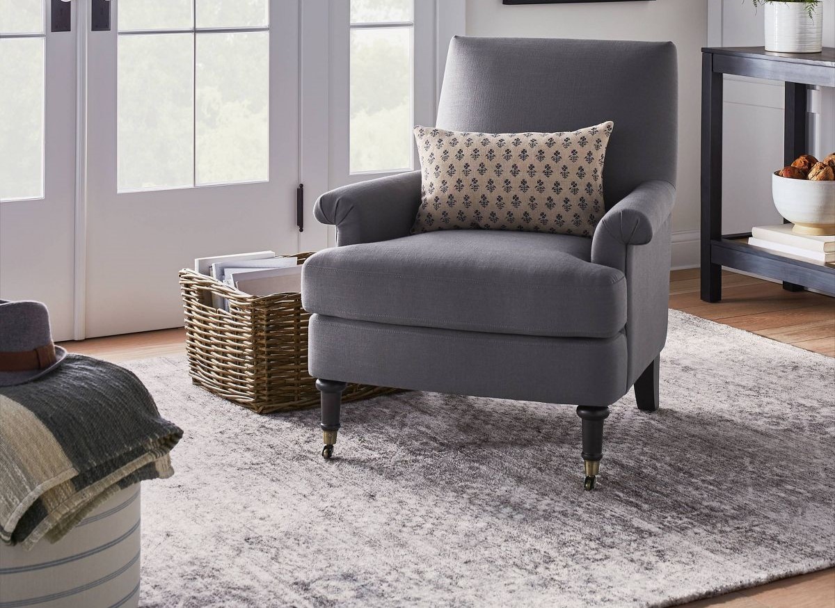 Threshold Rolled Upholstered Armchair w/ Casters