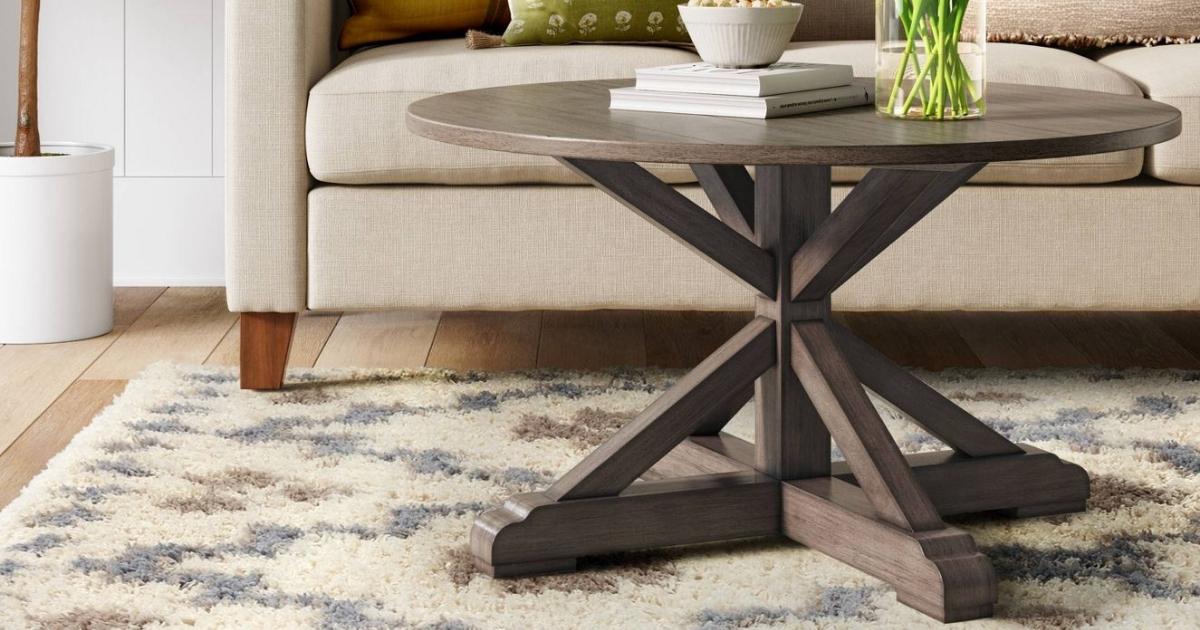 Threshold Cedarpoint Round Wood Coffee Table in Brown