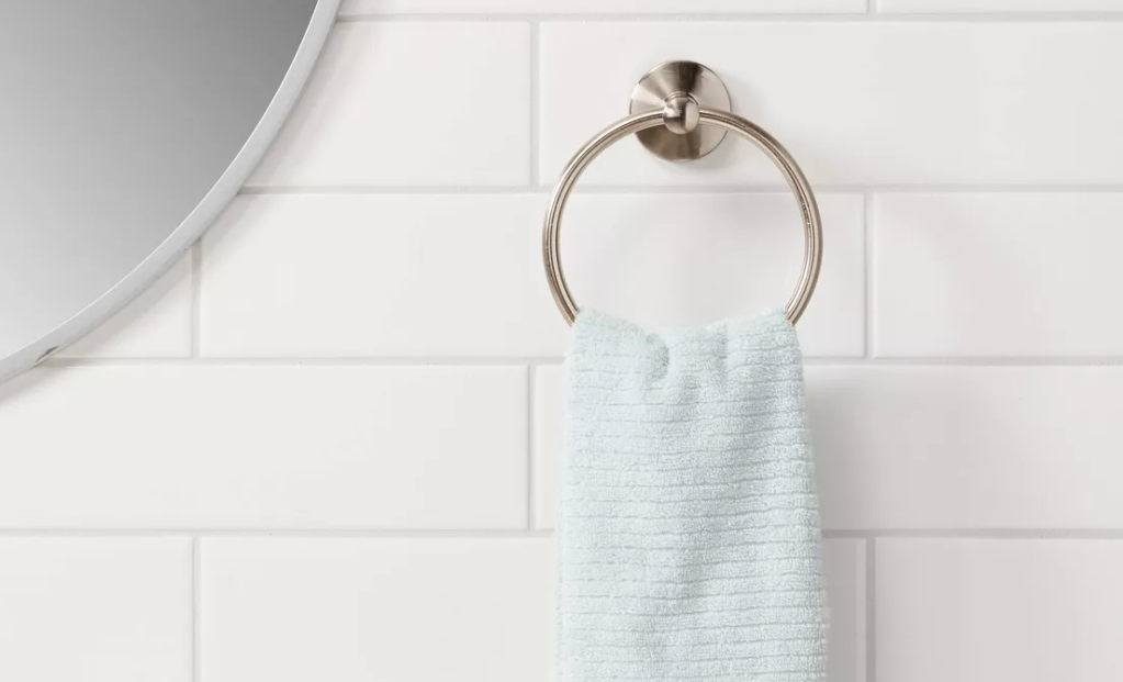 towel ring with a towel on it