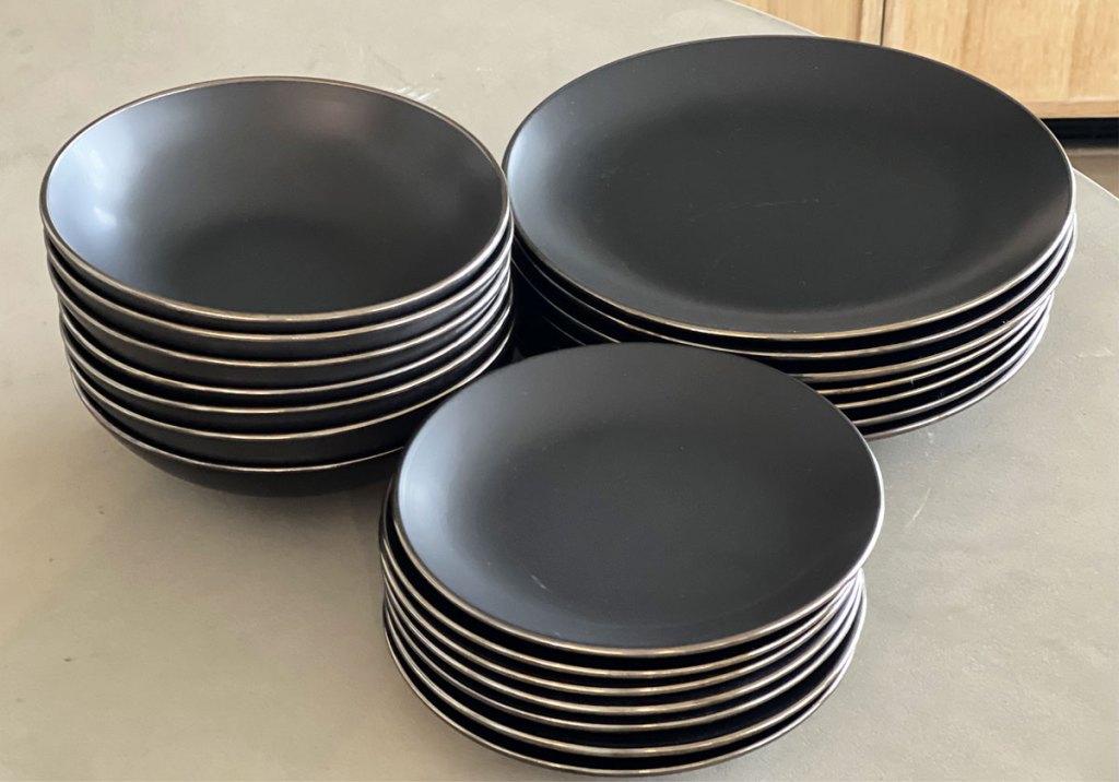 black stoneware dinnerware set