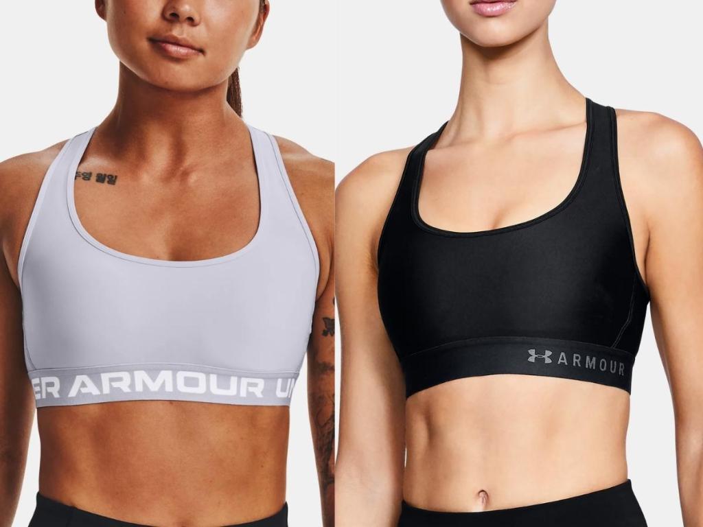 under armour women's sports bras in gray and black