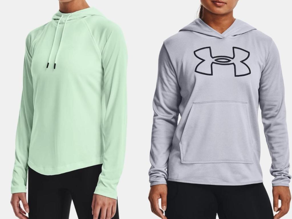 under armour women's hoodies in mint and gray