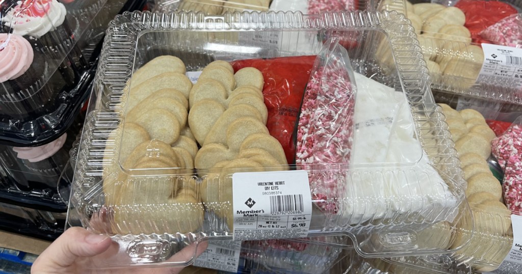 person holding Valentine's Heart DIY Sugar Cookie Decorating Kits in store