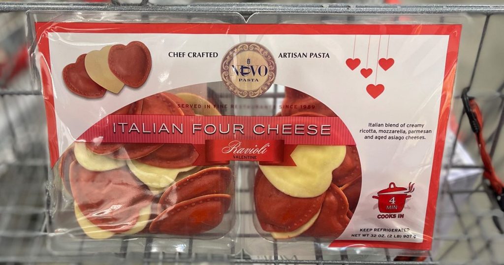heart-shaped ravioli in a shopping cart