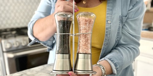 Stainless Steel Salt & Pepper Grinder Set w/ Caddy Just $13.47 on Amazon (Reg. $22)