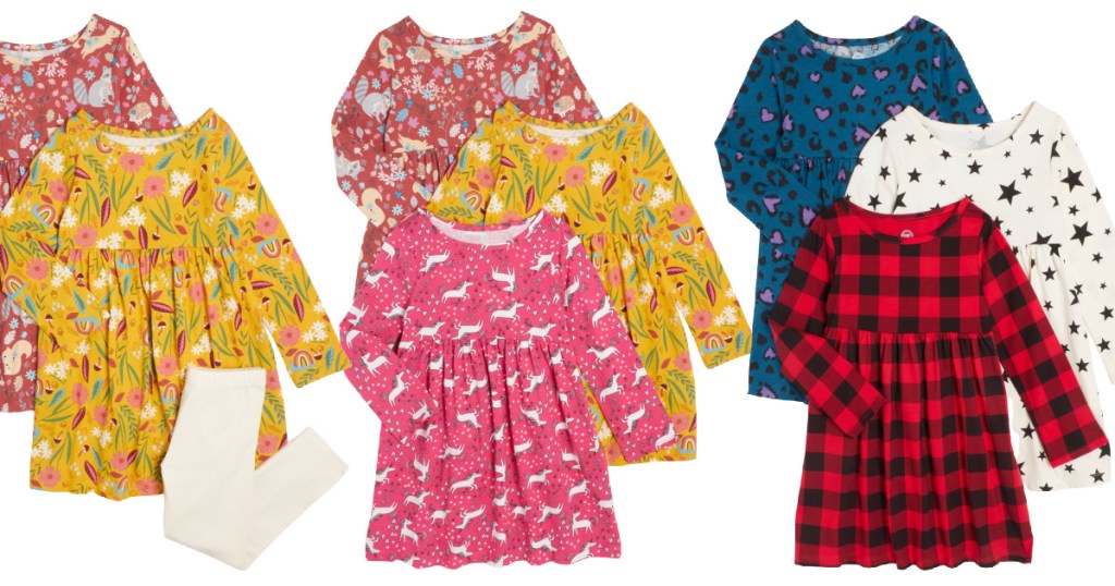 Wonder nation 3 pack baby and toddler dresses and leggings