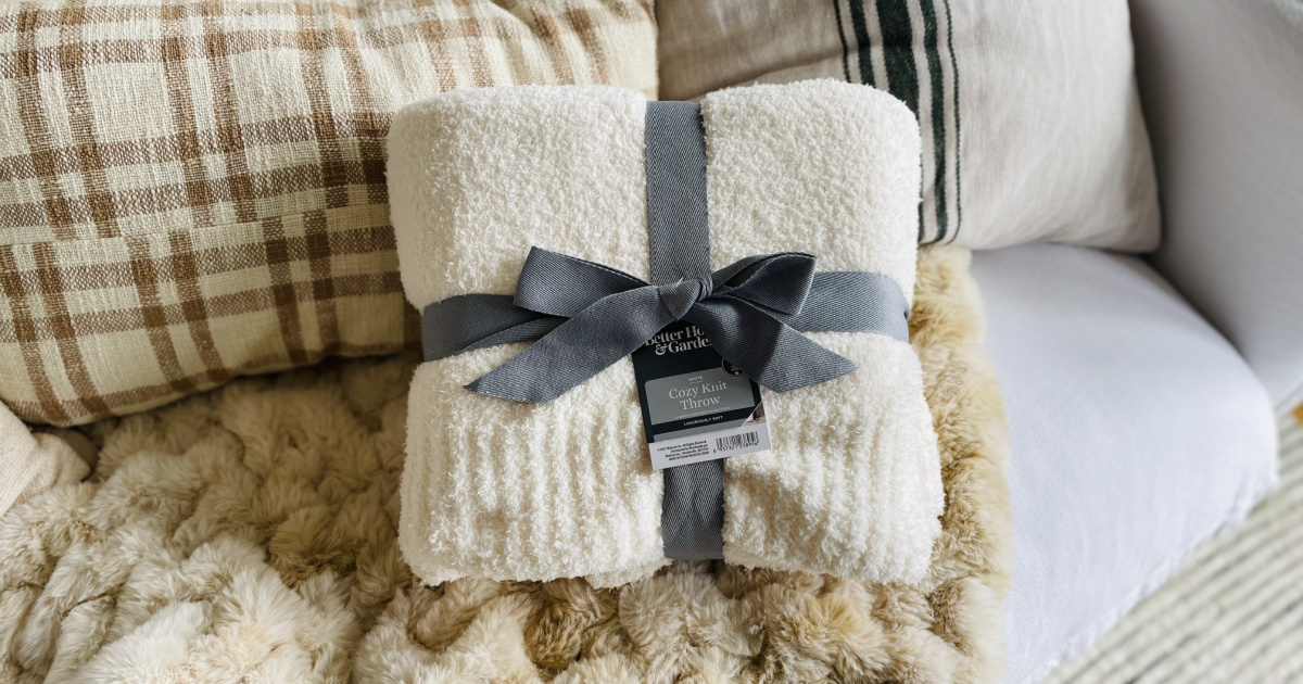 barefoot dreams blanket dupe wrapped in bow