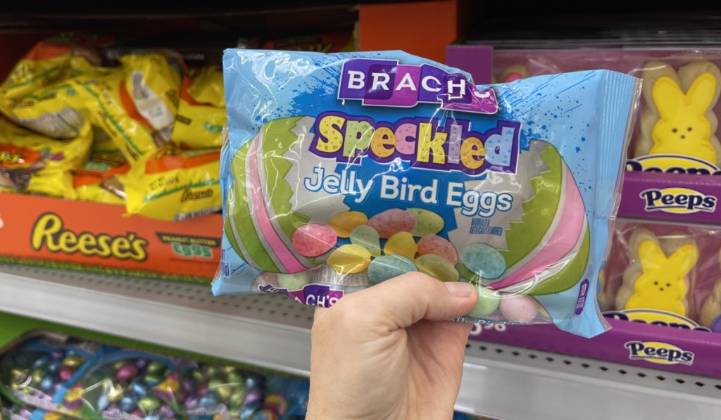 brachs jelly eggs in hand in store