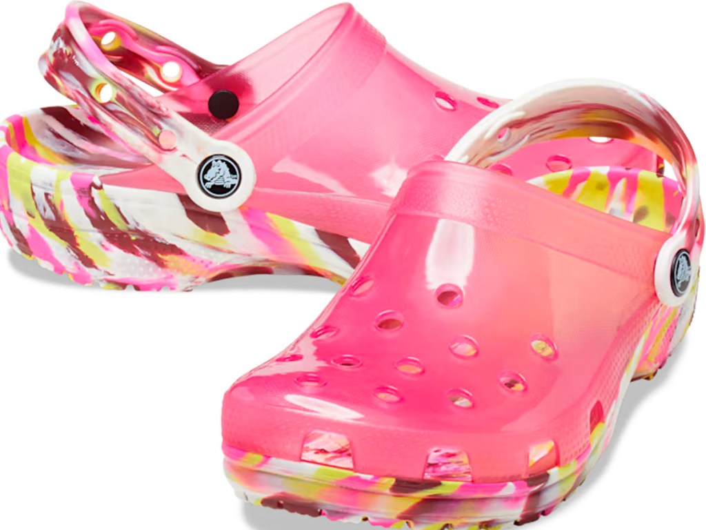 pink marbled crocs clogs stock image