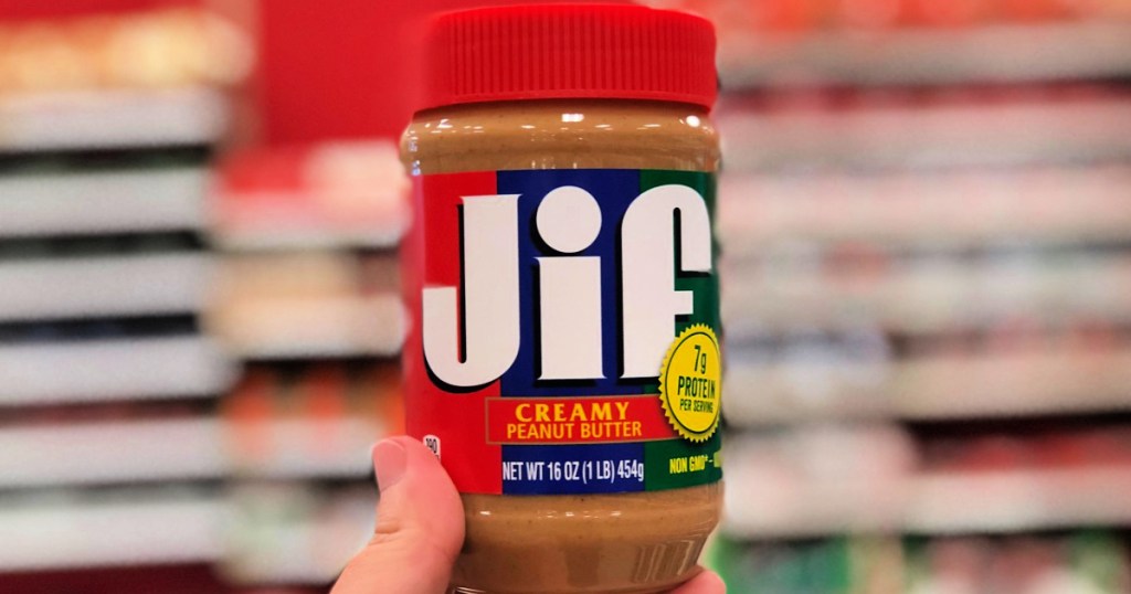 jif peanut butter in hand
