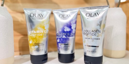 Olay 3-Piece Gift Set + FREE Pouch Just $17.82 Shipped | Includes THREE Full-Size Cleansers