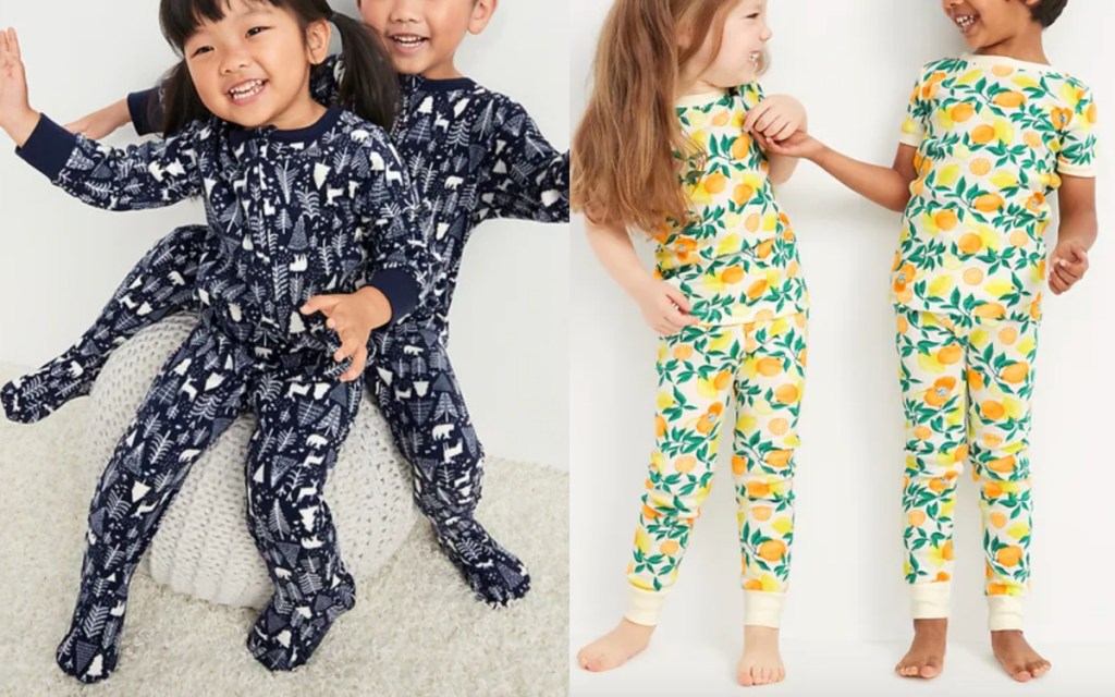 kids wearing old navy pajamas