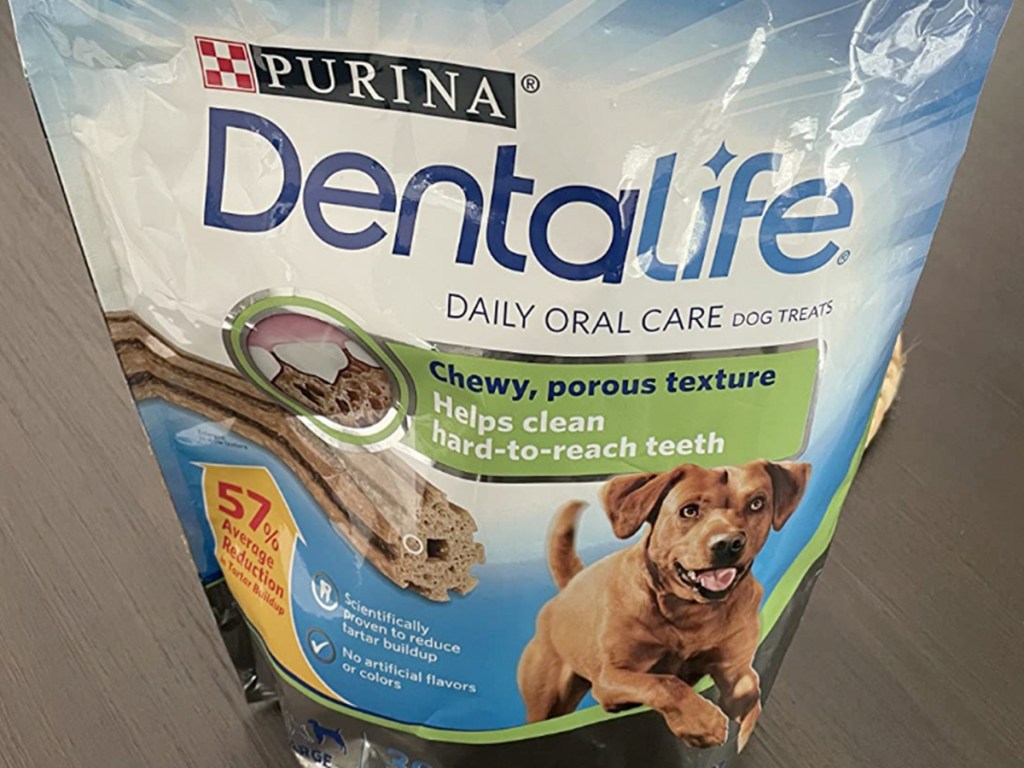 purina dentalife large dog treat food bag