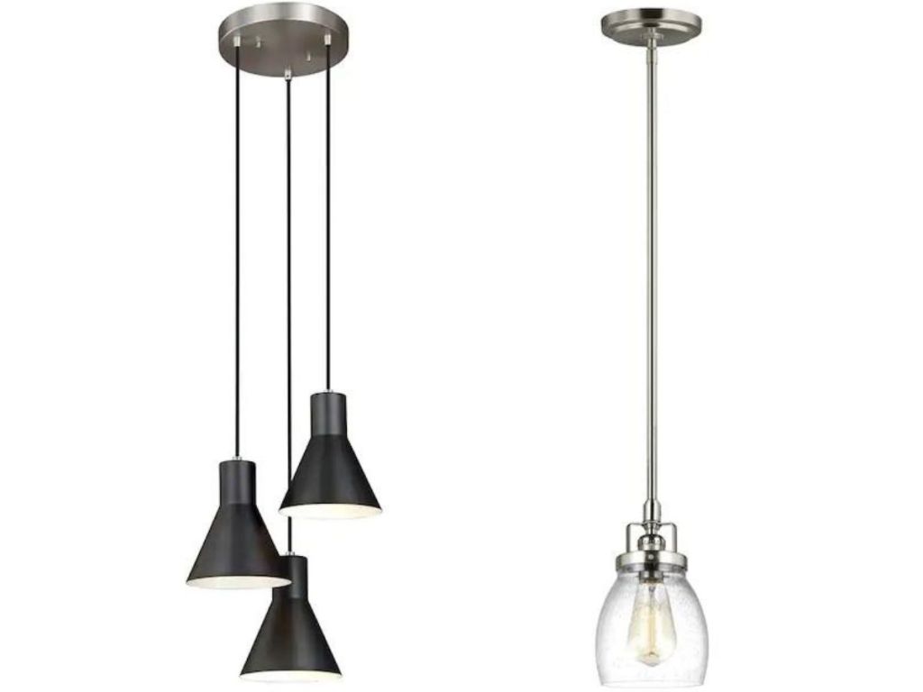black 3 light hanging pendant lights and hanging clear glass pendant light