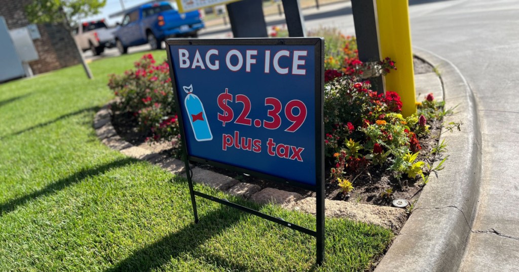 sonic bag of ice sign