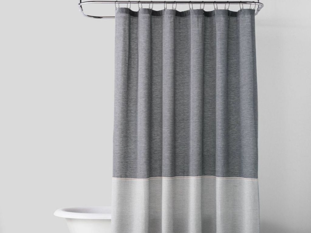 Hearth & Hand w/ Magnolia Textured Colorblock Shower Curtain in Railroad Gray
