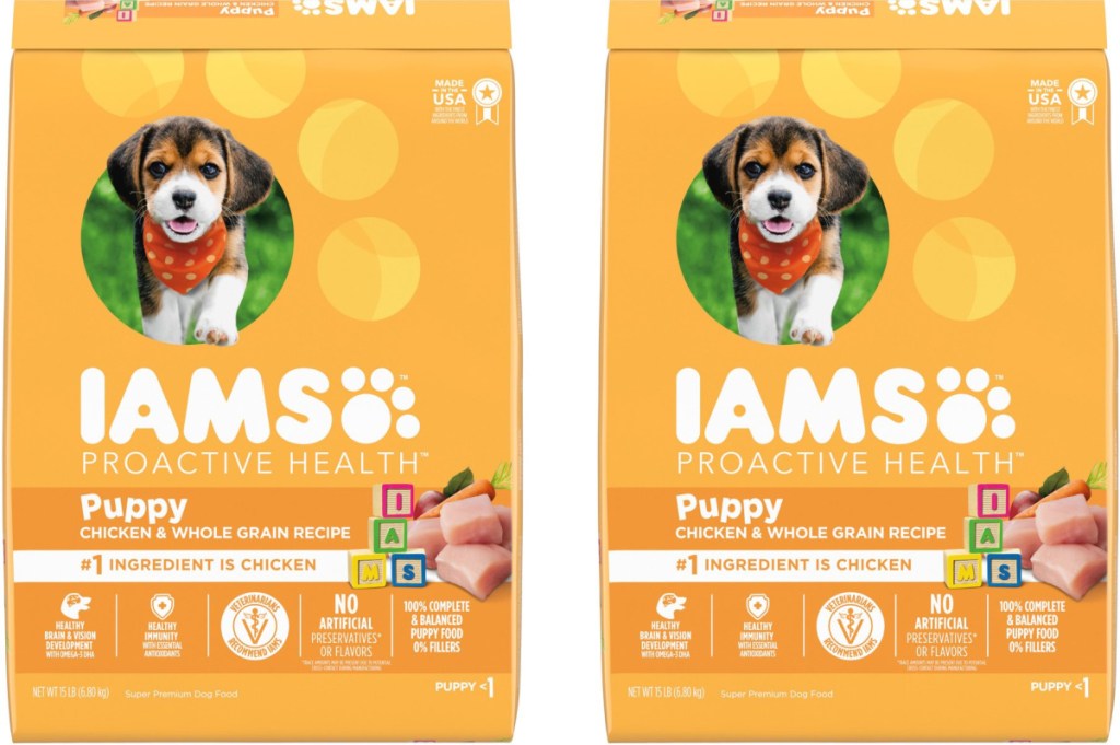 two stock images of IAMS ProActive Health Smart Puppy Original Dry Dog Food 15lbs