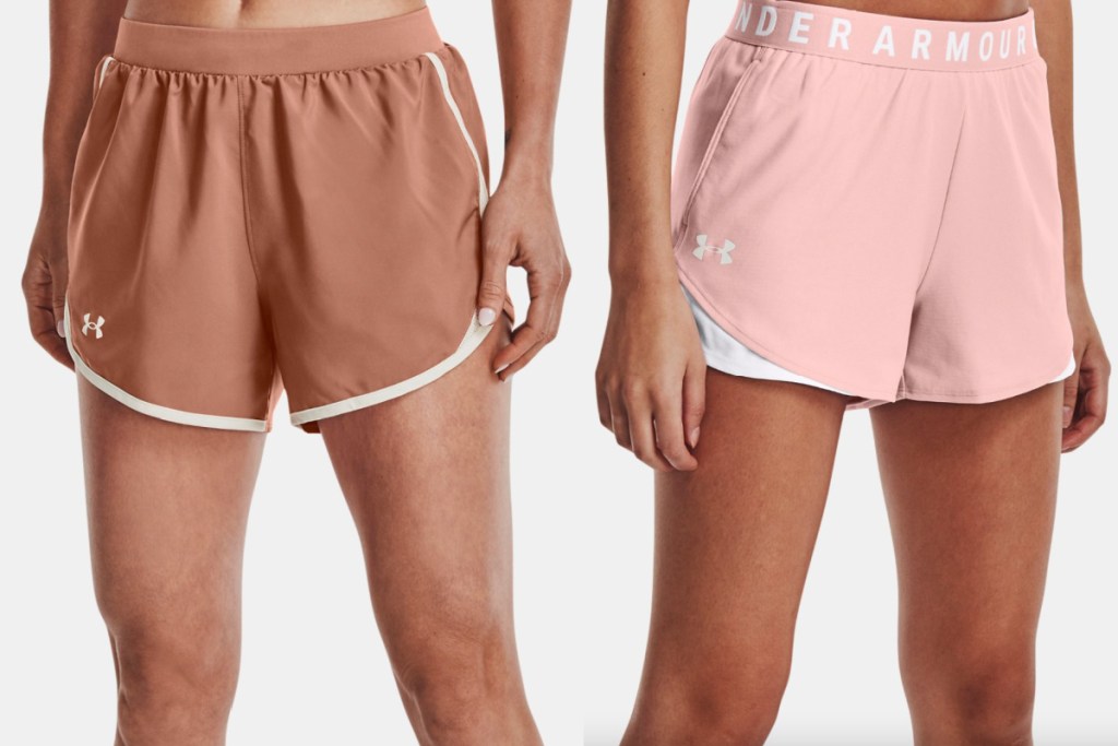 tan and pink under armour shorts