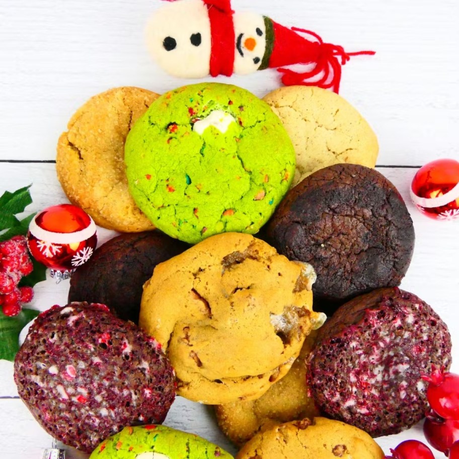 a stack of christmas themed cookies