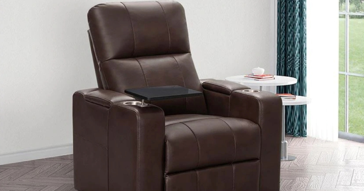 Abbyson Living Thomas Power Faux Leather Recliner in living room