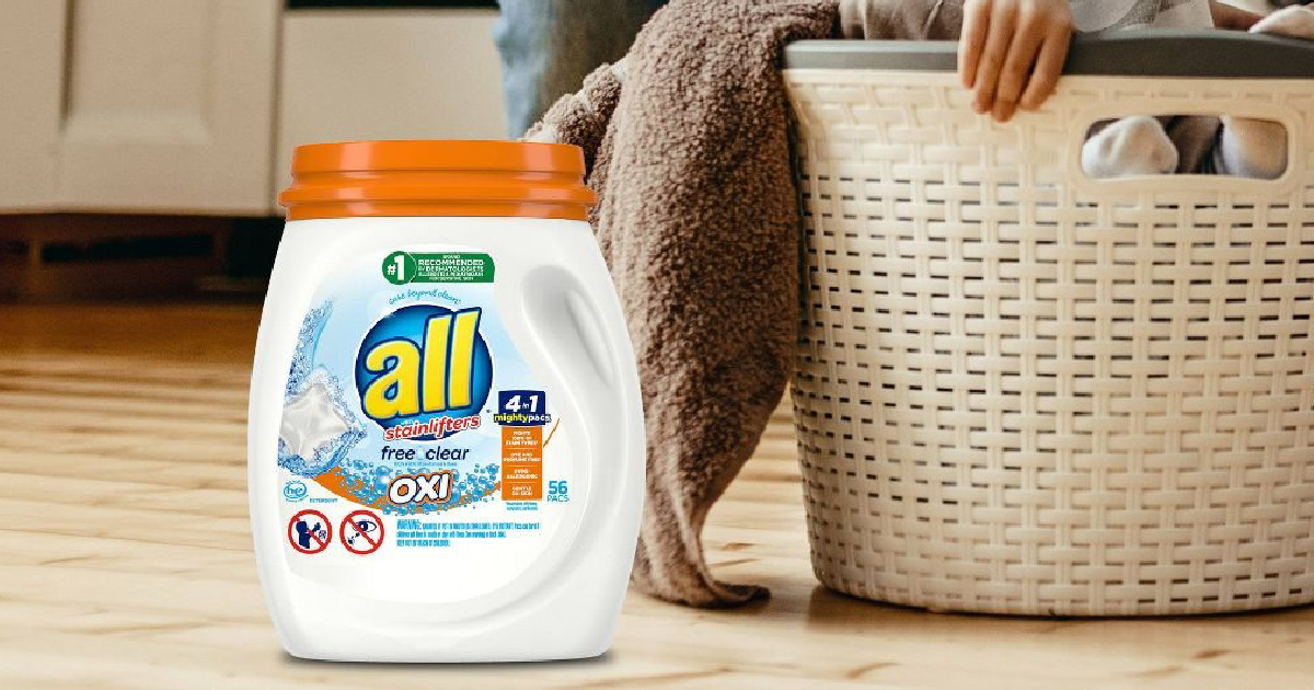 All Mighty Pacs Laundry Detergent With Oxi Stain Removers and Whiteners