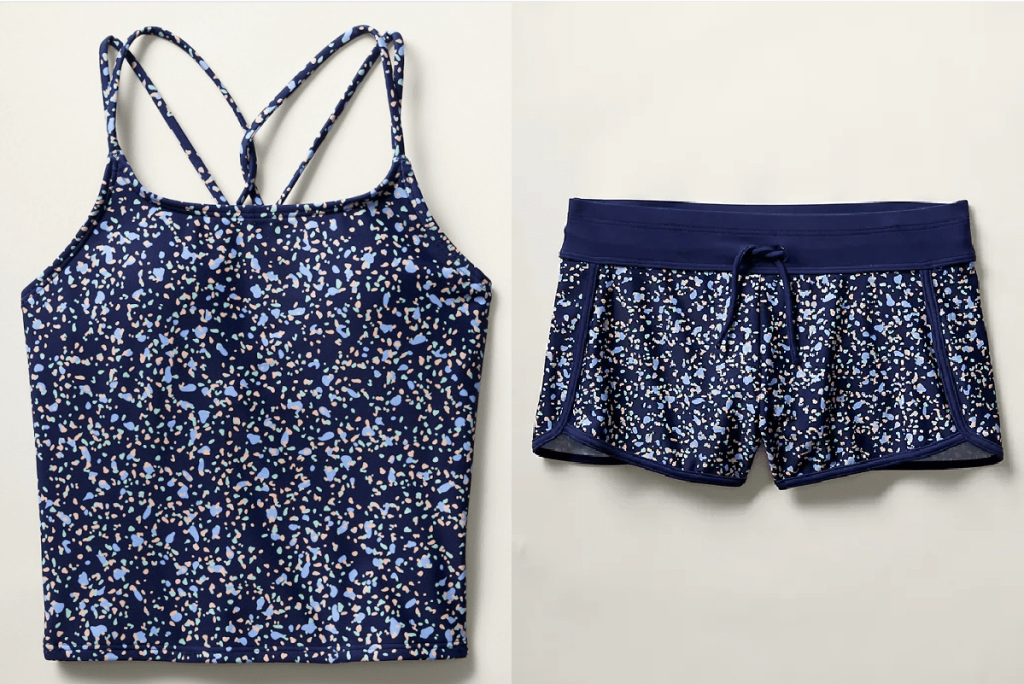A modest tankini and shorts for girls from Athleta