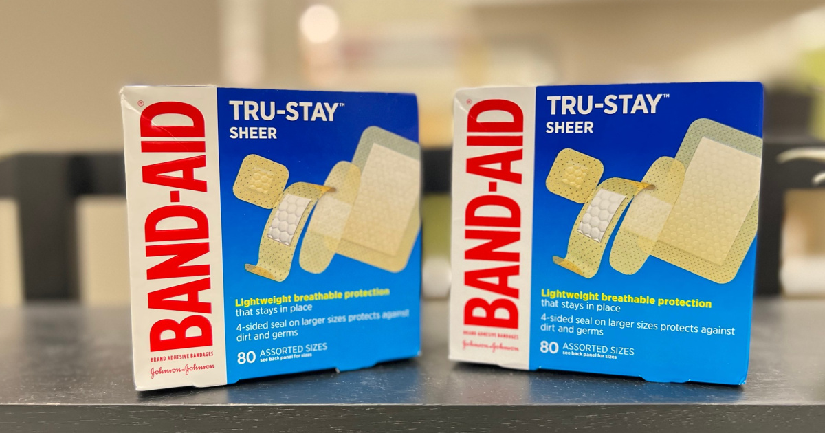 Band-Aid Brand Tru-Stay Sheer Strips Adhesive Bandages Assorted Sizes 80-Count