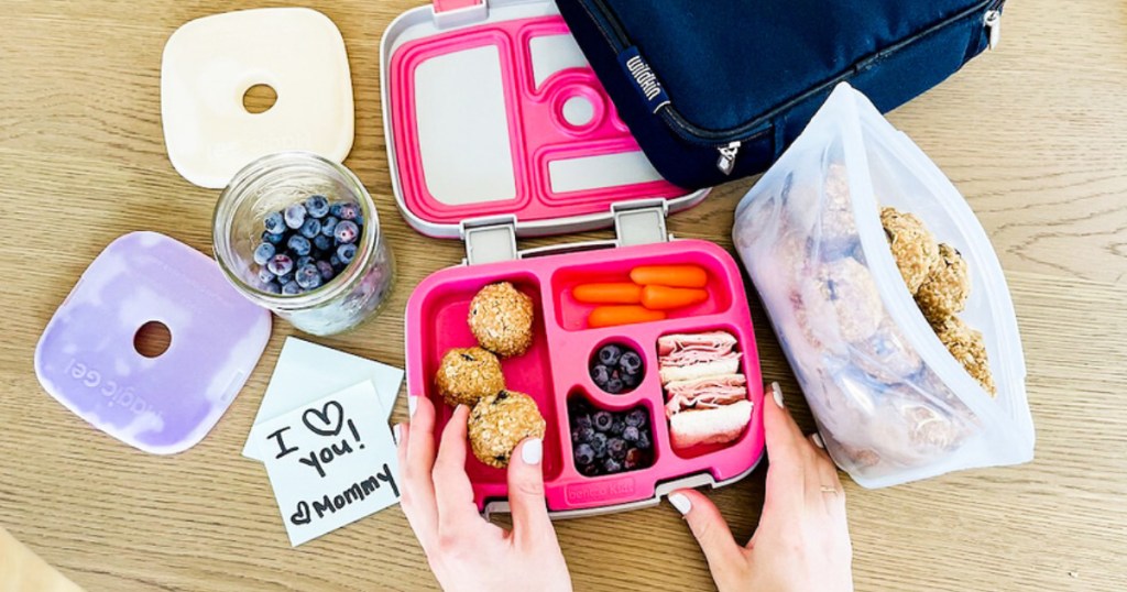 Bentgo Box on table filled with food - kids lunch ideas