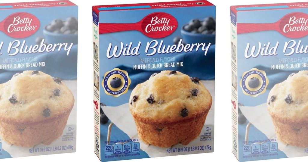 three boxes of Betty Crocker muffins