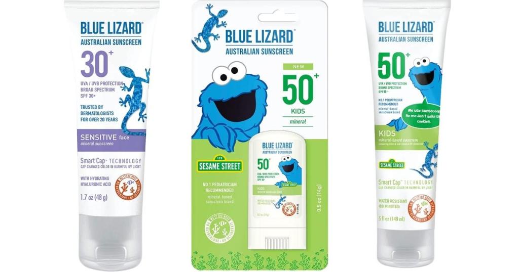 blue lizard lotion and stick kids sunscreen