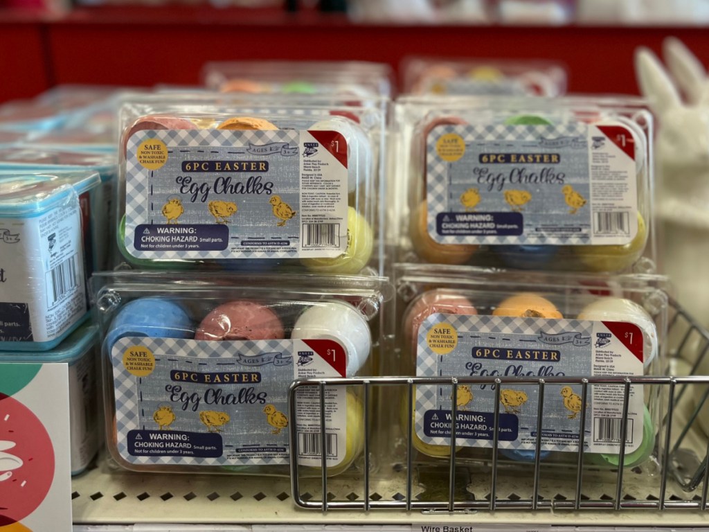 packs of Easter egg chalk on store shelf