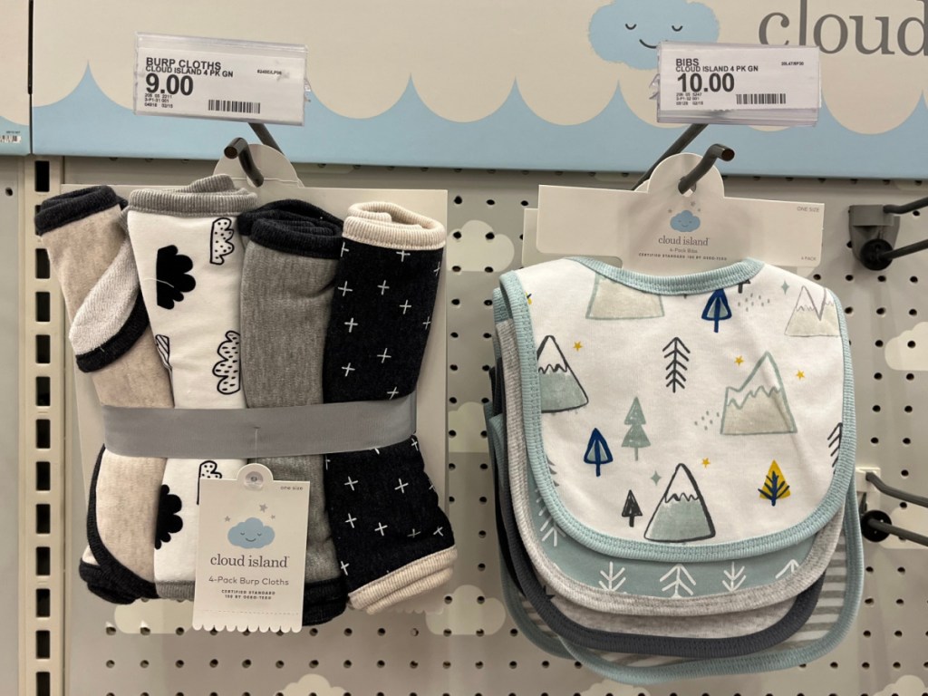 pack of burp cloths and pack of bibs