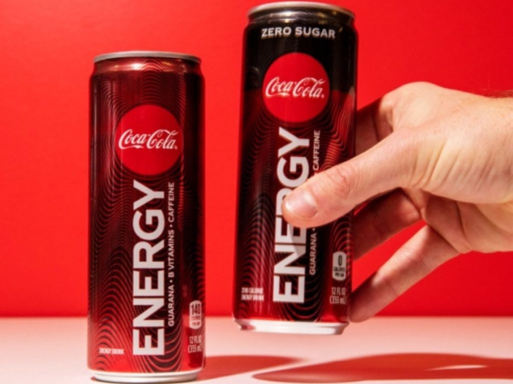 two cans of Coca-Cola w Energy