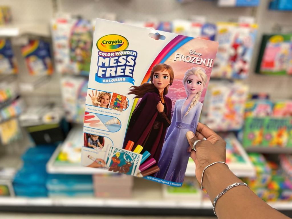 hand holding a Crayola Color Wonder Frozen