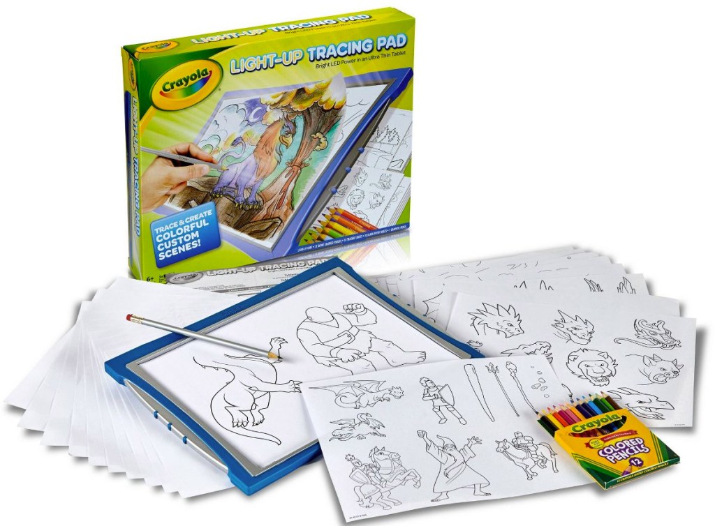 Crayola Light Up Tracing Pad with tracing sheets and pencils