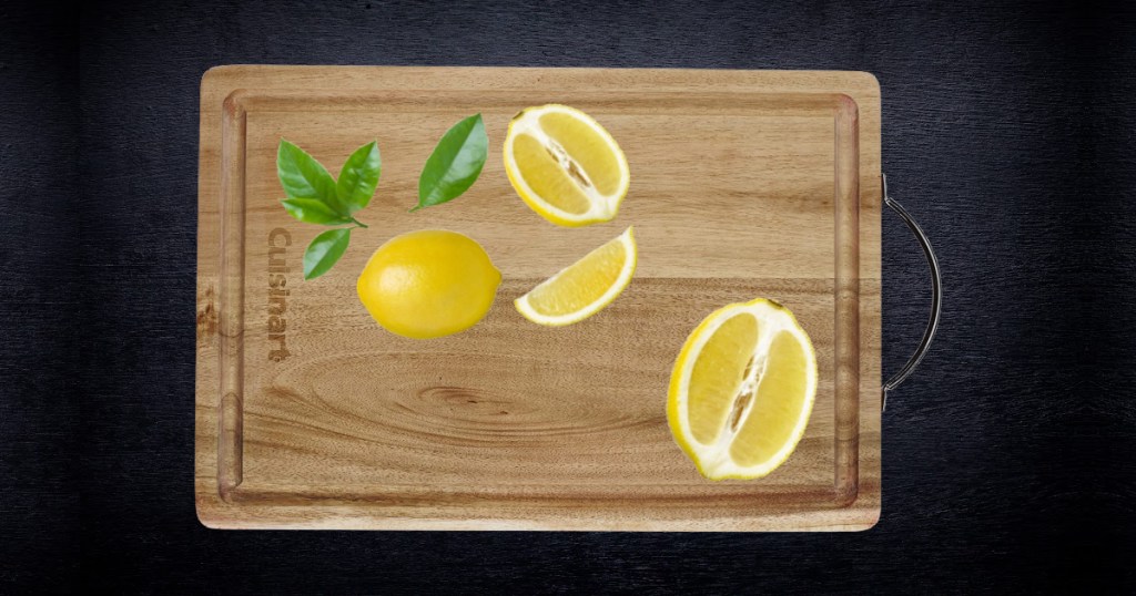 lemons on wood cutting board