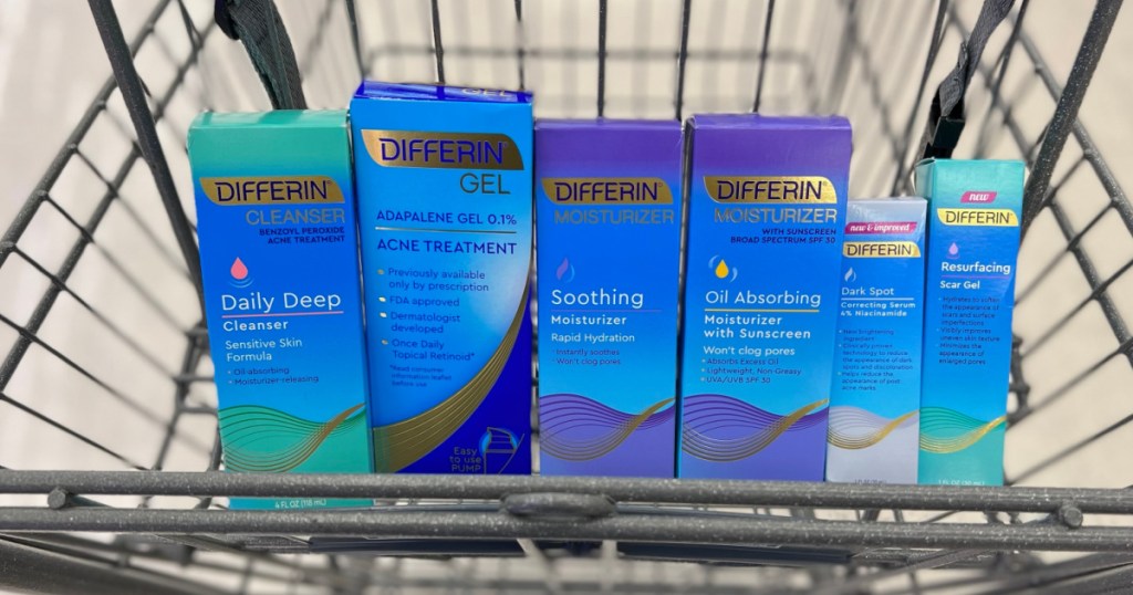 acne skin care products in store cart