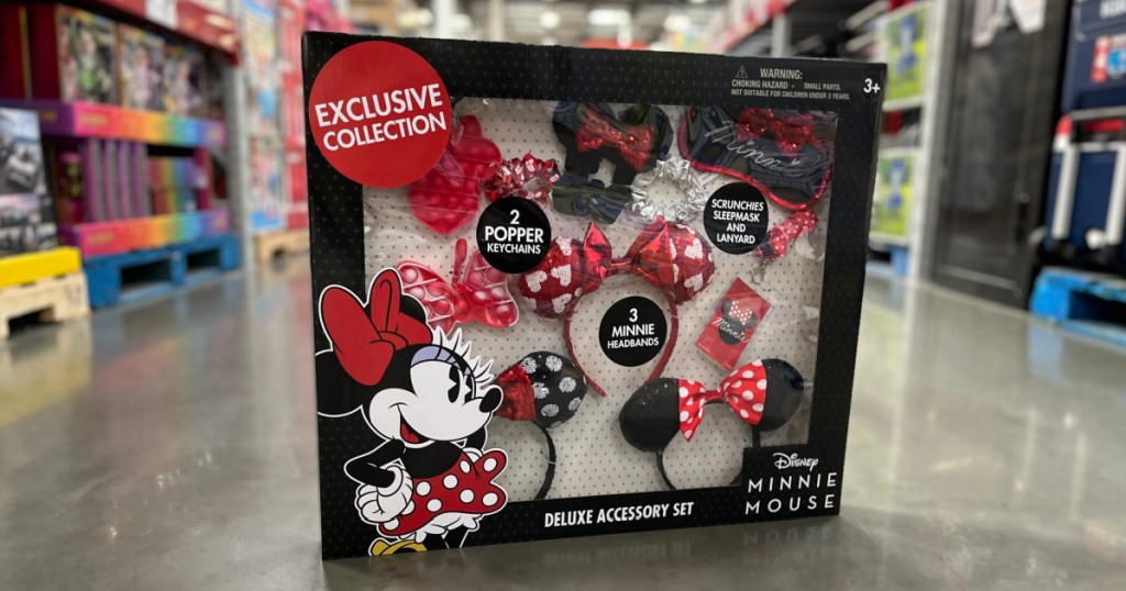 Minnie Mouse travel accessory kit on store floor