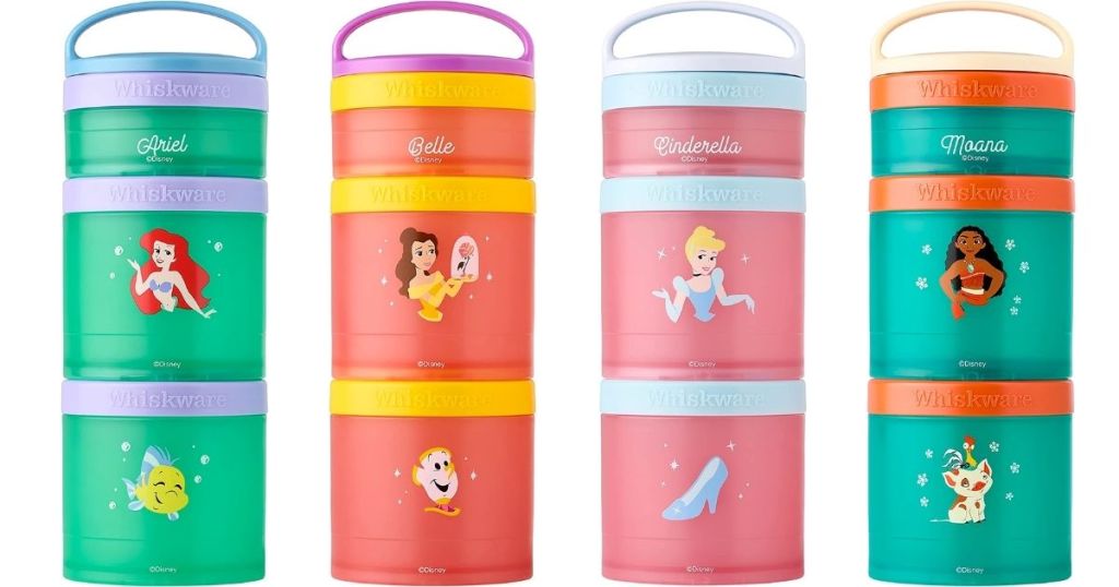 Whiskware Disney Princess Stackable Snack Pack with Ariel, Belle, Cinderella, and Moana
