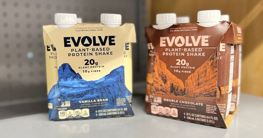two packages of protein shakes