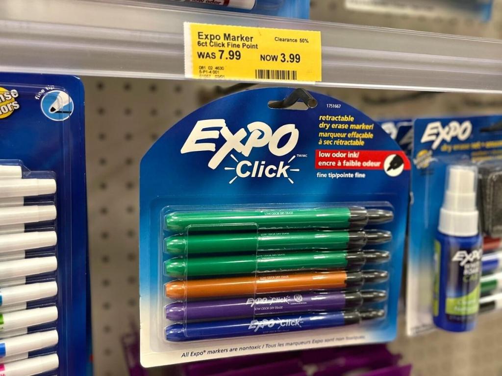 Expo Click Retractable Fine Tip Multicolored Dry Erase Markers 6-Pack