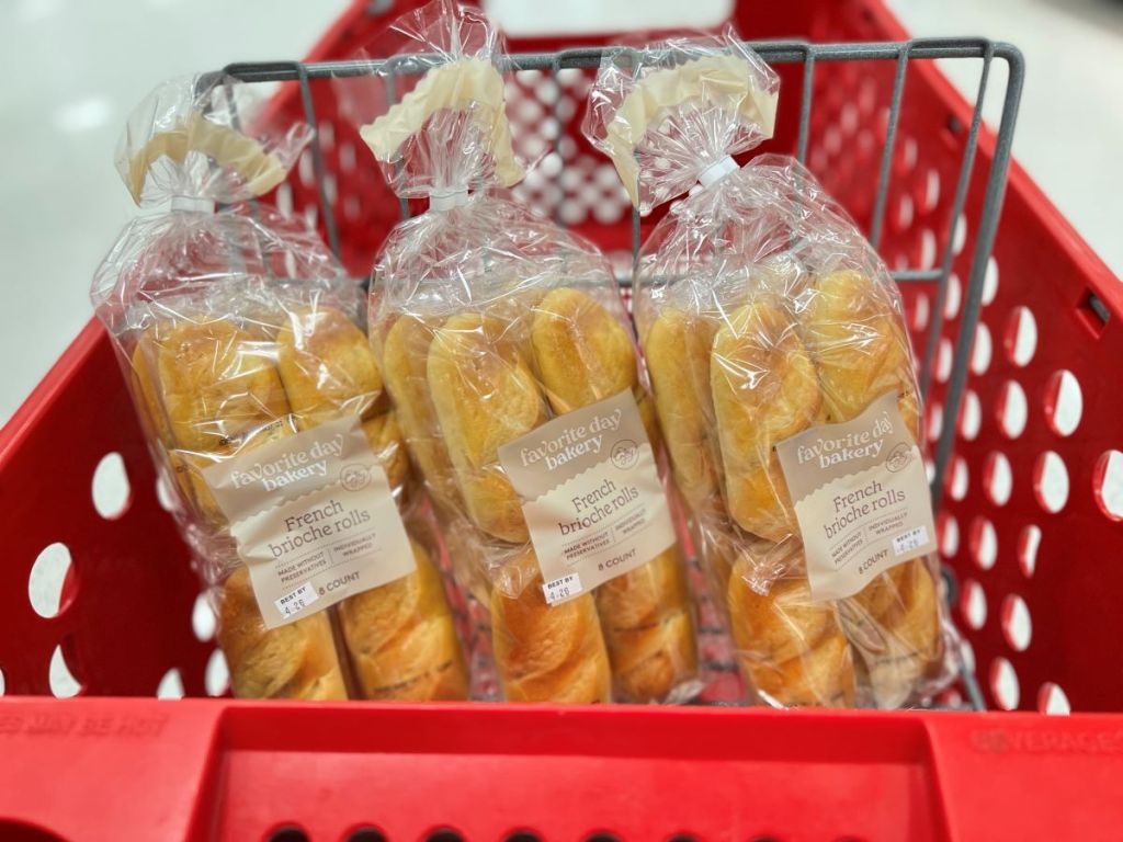 Favorite Day French Brioche Rolls in a target cart
