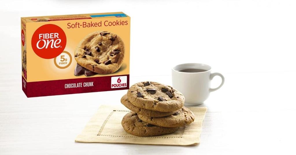 Fiber One Soft Baked Cookies Chocolate Chunk with coffee