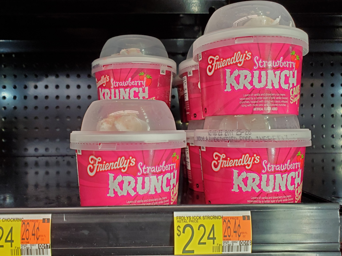 strawberry ice cream cake single cups in store freezer