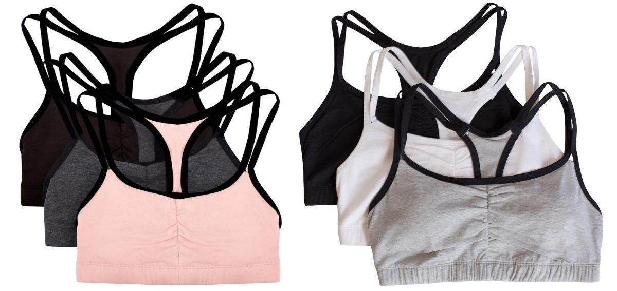 Fruit of the Loom Women's Cotton Racerback Pullover Sports Bra 3-Pack