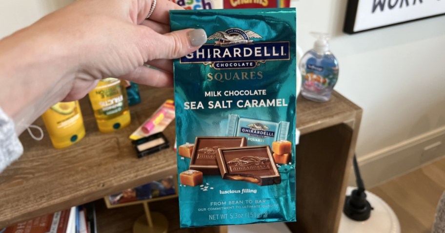 ghirardelli sea salt caramel chocolate squres in 5.3oz bag