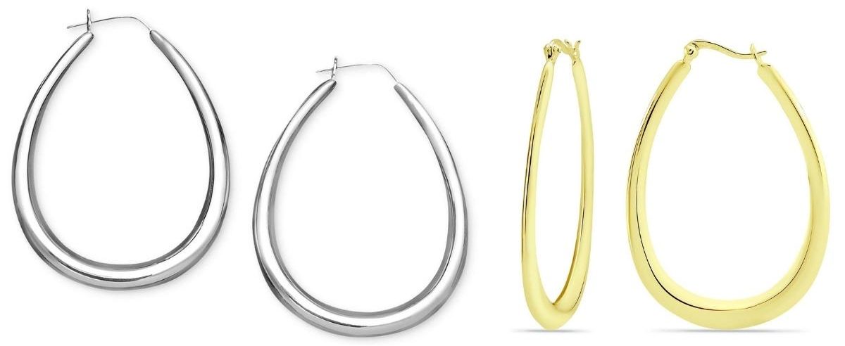 Giani Bernini Large Drop Hoop Earrings in Silver or Gold
