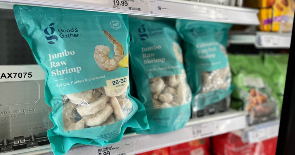 frozen shrimp in cooler